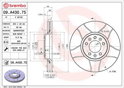 Тормозной диск BREMBO 09.A430.75