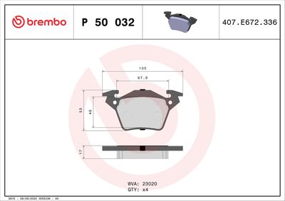 Bremžu uzliku kompl., Disku bremzes BREMBO P 50 032