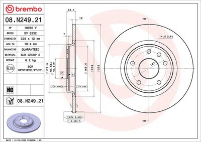 Тормозной диск BREMBO 08.N249.21