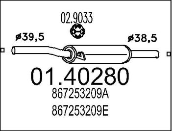 Средний глушитель выхлопных газов MTS 01.40280