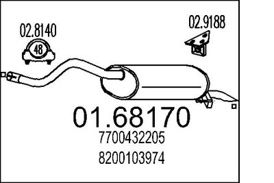 Глушитель выхлопных газов конечный MTS 01.68170