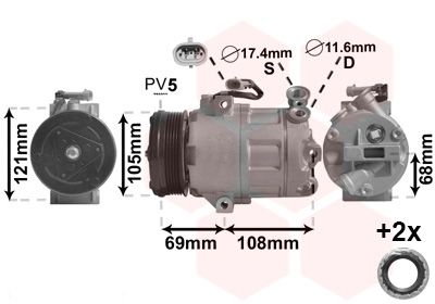 Компрессор, кондиционер VAN WEZEL 3700K316