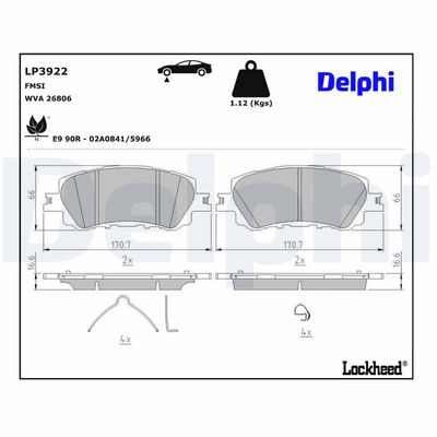 Bremžu uzliku kompl., Disku bremzes DELPHI LP3922