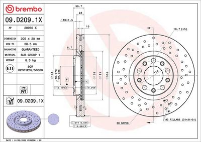 Тормозной диск BREMBO 09.D209.1X