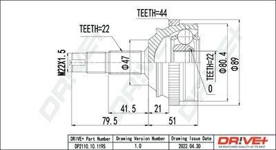 Шарнирный комплект, приводной вал Dr!ve+ DP2110.10.1195
