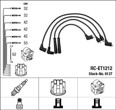 Augstsprieguma vadu komplekts NGK 9137