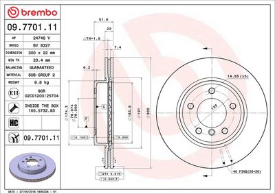 Тормозной диск BREMBO 09.7701.11