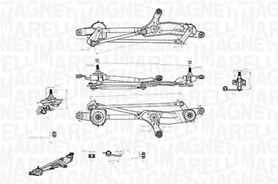 Stiklu tīrītāja sviru un stiepņu sistēma MAGNETI MARELLI 085570711010