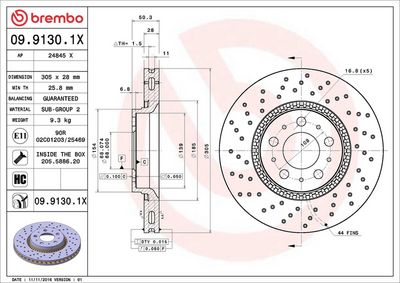 Тормозной диск BREMBO 09.9130.1X