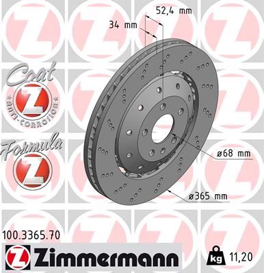 Bremžu diski ZIMMERMANN 100.3365.70
