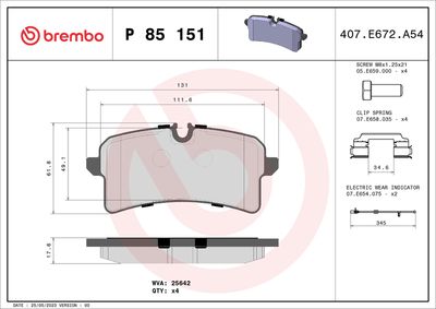 Bremžu uzliku kompl., Disku bremzes BREMBO P 85 151