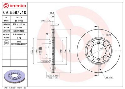 Bremžu diski BREMBO 09.5587.10