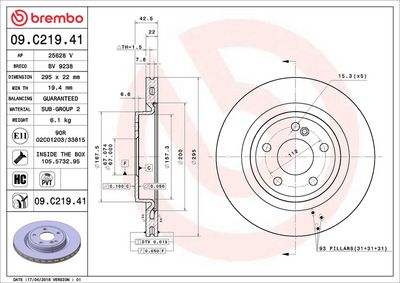Тормозной диск BREMBO 09.C219.41