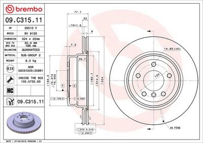 Bremžu diski BREMBO 09.C315.11