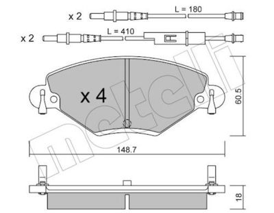 Bremžu uzliku kompl., Disku bremzes METELLI 22-0331-0
