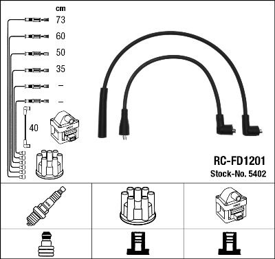 NGK 5402 Augstsprieguma vadu komplekts