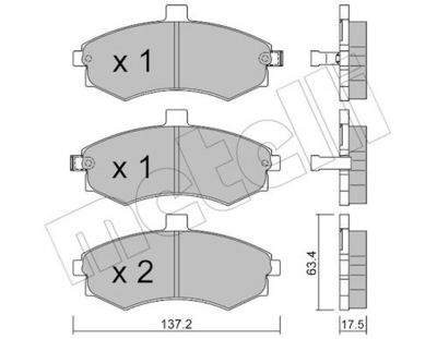 Bremžu uzliku kompl., Disku bremzes METELLI 22-0504-0
