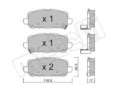 Bremžu uzliku kompl., Disku bremzes METELLI 22-1084-0