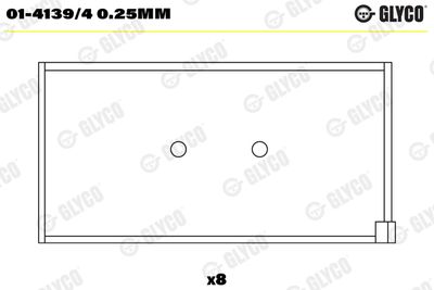 Шатунный подшипник GLYCO 01-4139/4 0.25mm