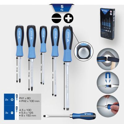 Triecienskrūvgrieža komplekts KS TOOLS BT031020