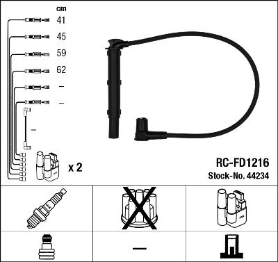 Augstsprieguma vadu komplekts NGK 44234