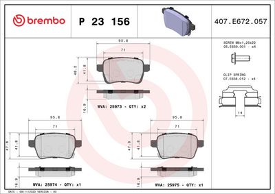 Bremžu uzliku kompl., Disku bremzes BREMBO P 23 156