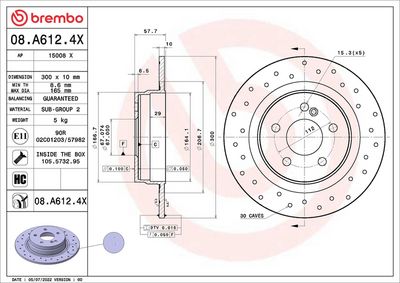 Тормозной диск BREMBO 08.A612.4X