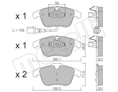 Bremžu uzliku kompl., Disku bremzes METELLI 22-0675-1