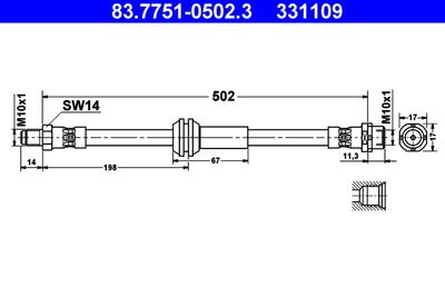 Тормозной шланг ATE 83.7751-0502.3