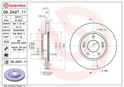 Bremžu diski BREMBO 09.D427.11