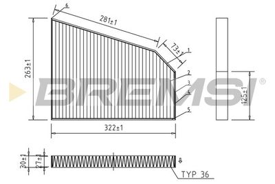 Фильтр, воздух во внутренном пространстве BREMSI FC2530A