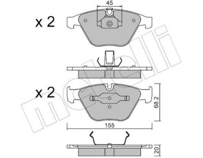 Комплект тормозных колодок, дисковый тормоз METELLI 22-0558-4