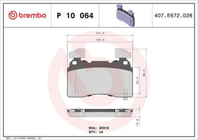 Bremžu uzliku kompl., Disku bremzes BREMBO P 10 064