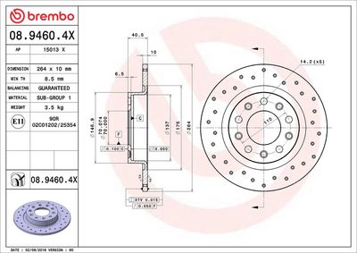 Тормозной диск BREMBO 08.9460.4X