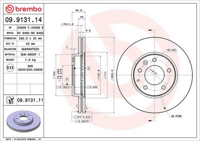 Bremžu diski BREMBO 09.9131.11