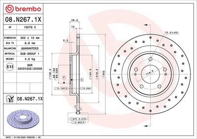 Тормозной диск BREMBO 08.N267.1X