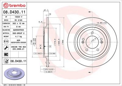 Bremžu diski BREMBO 08.D430.11