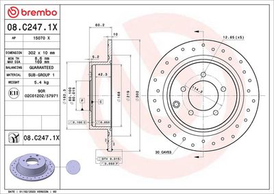 Тормозной диск BREMBO 08.C247.1X