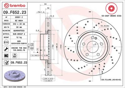 BREMBO 09F65223 tarcza ham. Co-cast MERCEDES-BENZ