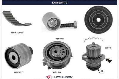 Ūdenssūknis + Zobsiksnas komplekts HUTCHINSON KH 462WP79