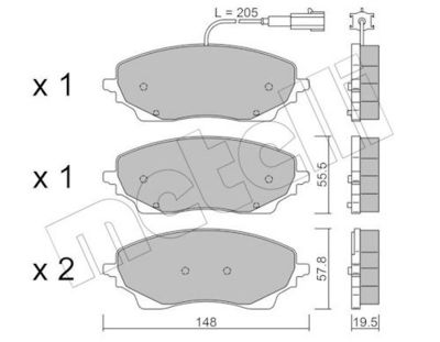 Bremžu uzliku kompl., Disku bremzes METELLI 22-1379-0