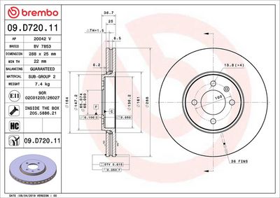 Тормозной диск BREMBO 09.D720.11