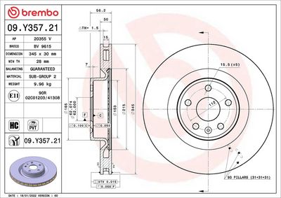 Bremžu diski BREMBO 09.Y357.21