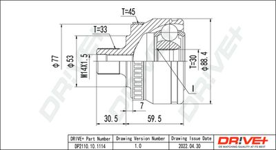Шарнирный комплект, приводной вал Dr!ve+ DP2110.10.1114