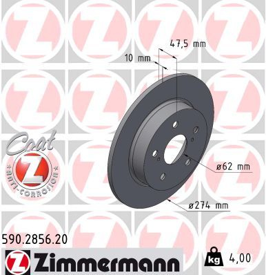 Тормозной диск ZIMMERMANN 590.2856.20