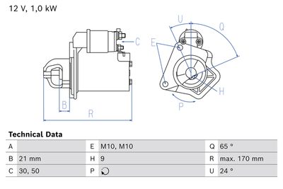 Стартер BOSCH 0986028080