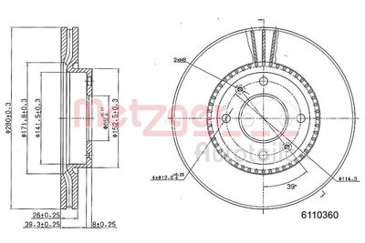 Тормозной диск METZGER 6110360