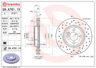 Bremžu diski BREMBO 09.A761.1X