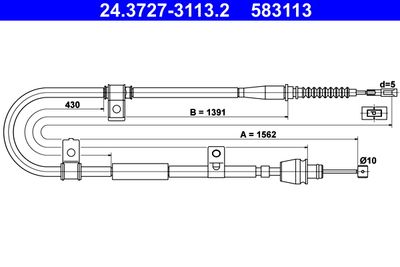 Тросик, cтояночный тормоз ATE 24.3727-3113.2