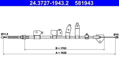 Тросик, cтояночный тормоз ATE 24.3727-1943.2